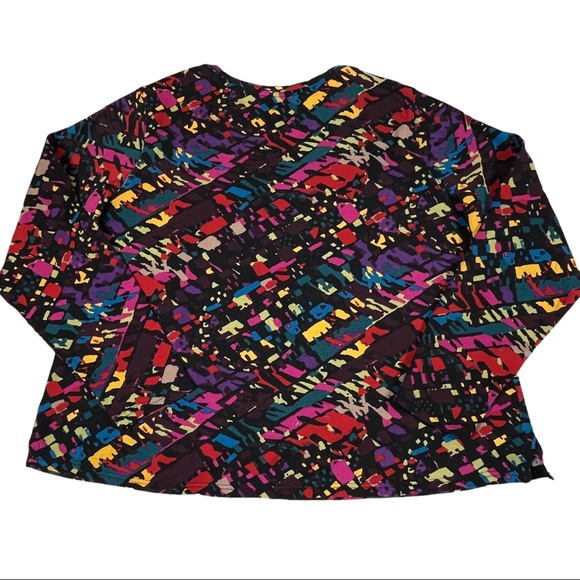 Westbound plus size 2x rainbow color random pattern crew neck long sleeve shirt - Picture 5 of 9